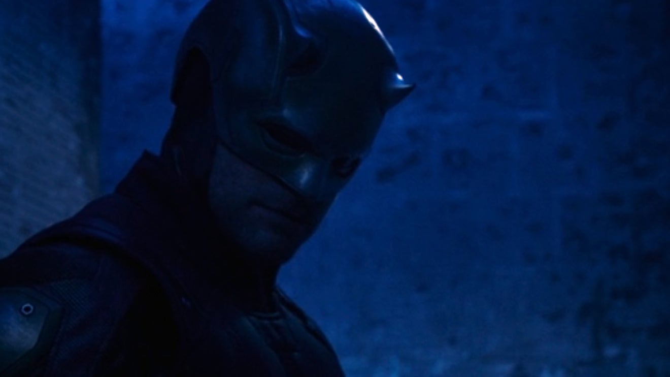 Still image featuring Charlie Cox in daredevil suit