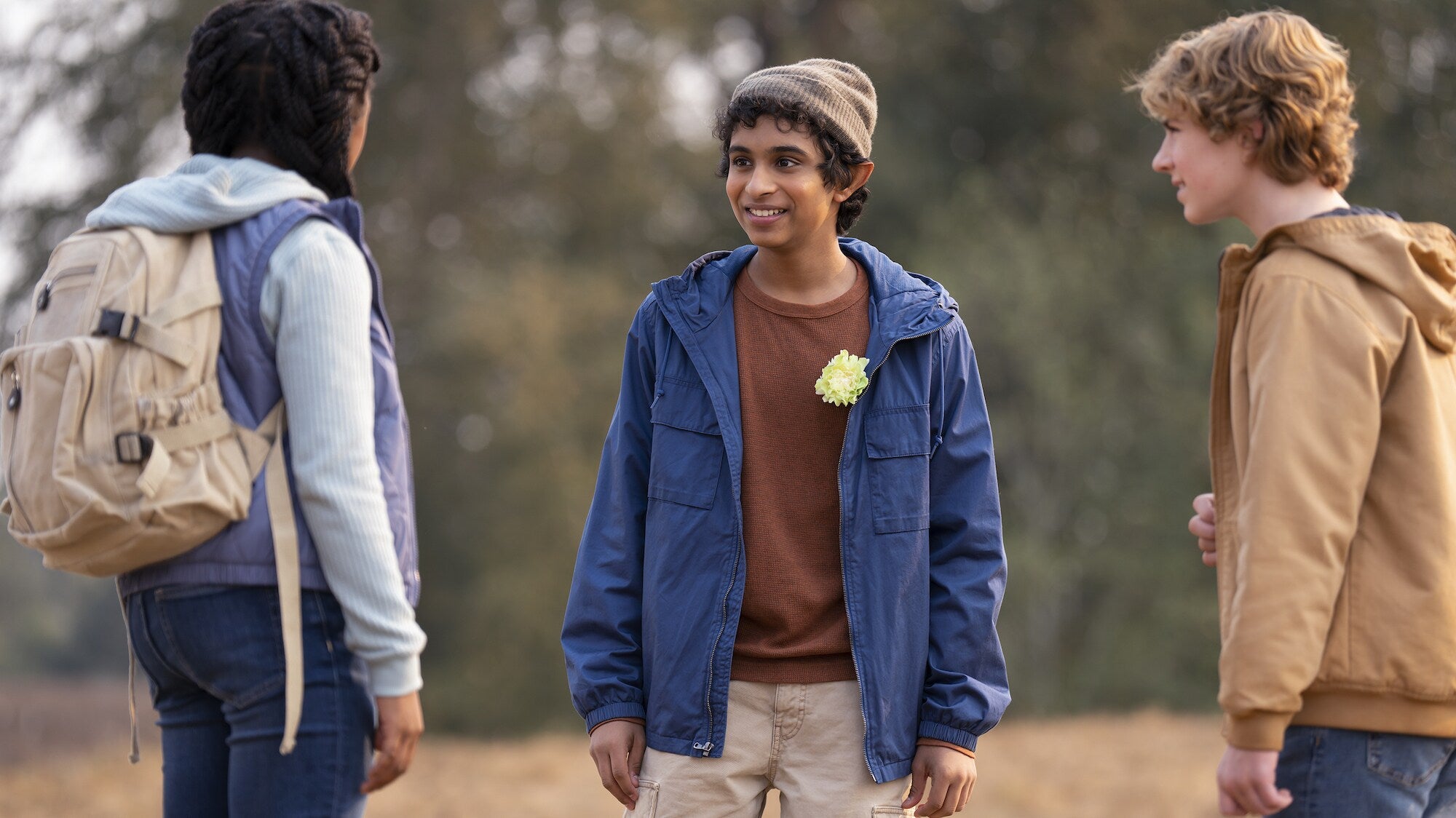 The trio from Percy Jackson in a promotional image