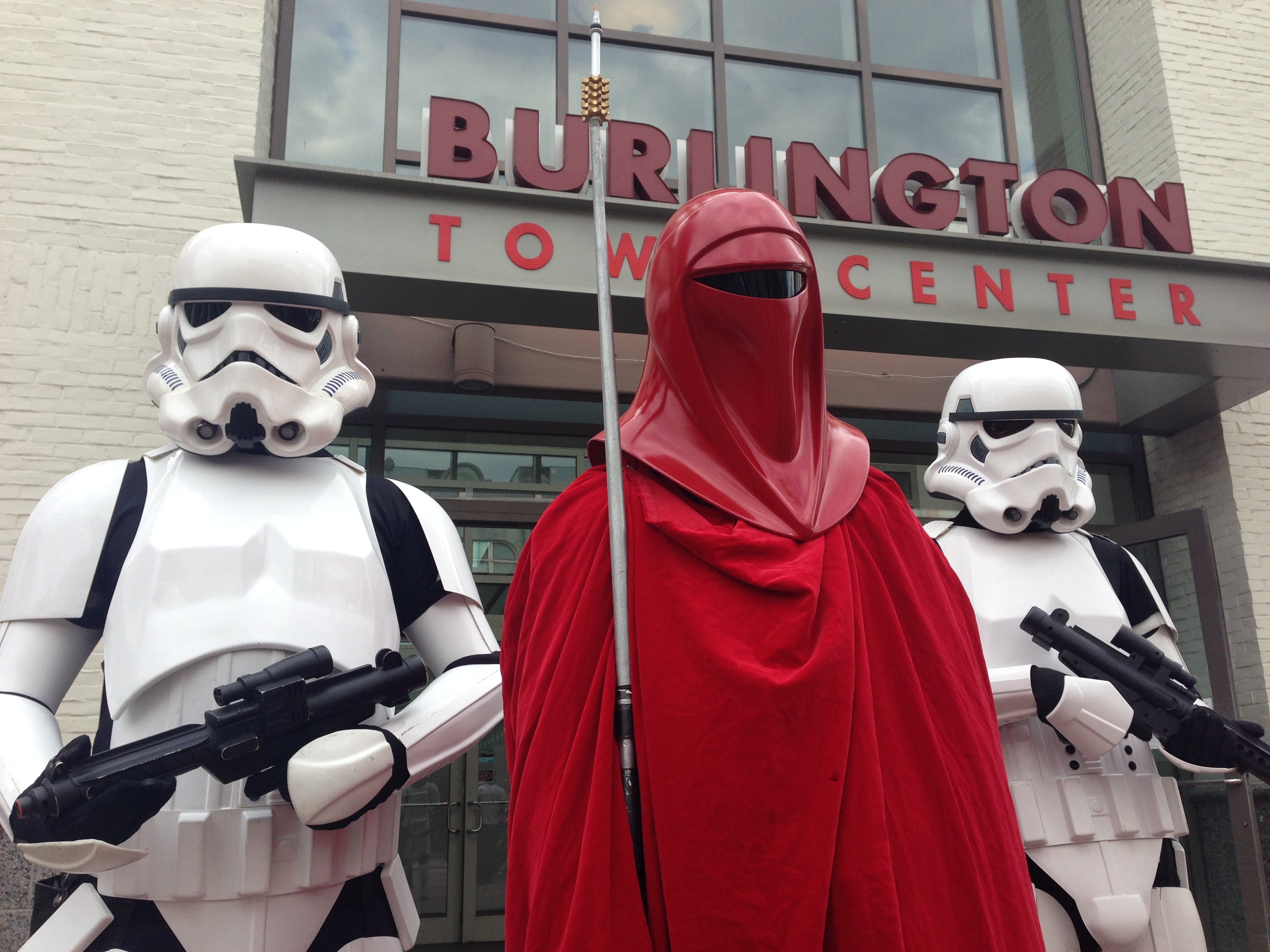 Stormtroopers posed outside of the town center in Burlington, VT.