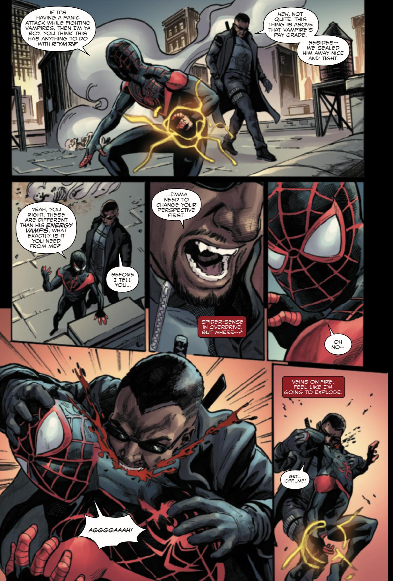 Blade turns Miles Morales into a vampire