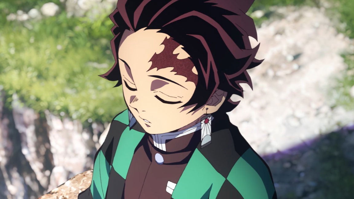 Image taken from Demon Slayer season 3 showing Tanjiro deep in thought.