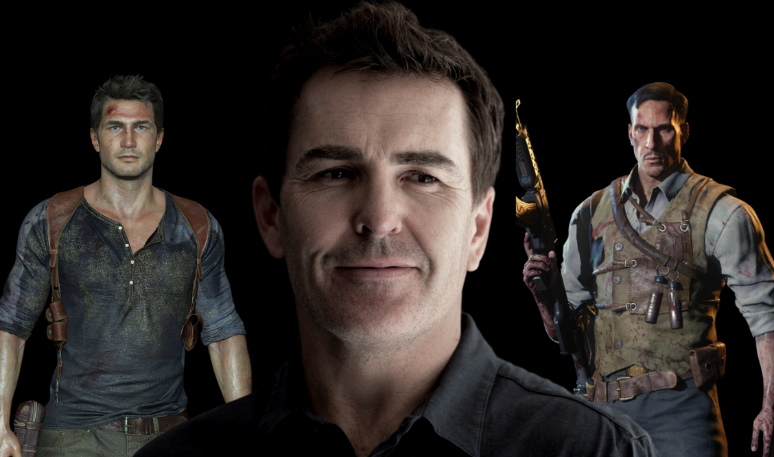 Nolan North alongside characters from Call of Duty and Uncharted