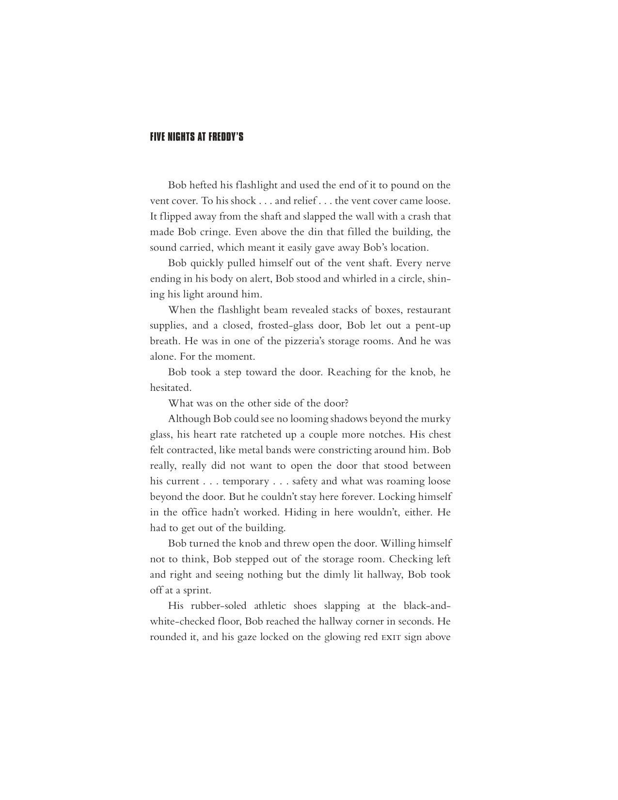 Interior novel page from Five Nights at Freddy's movie novelization