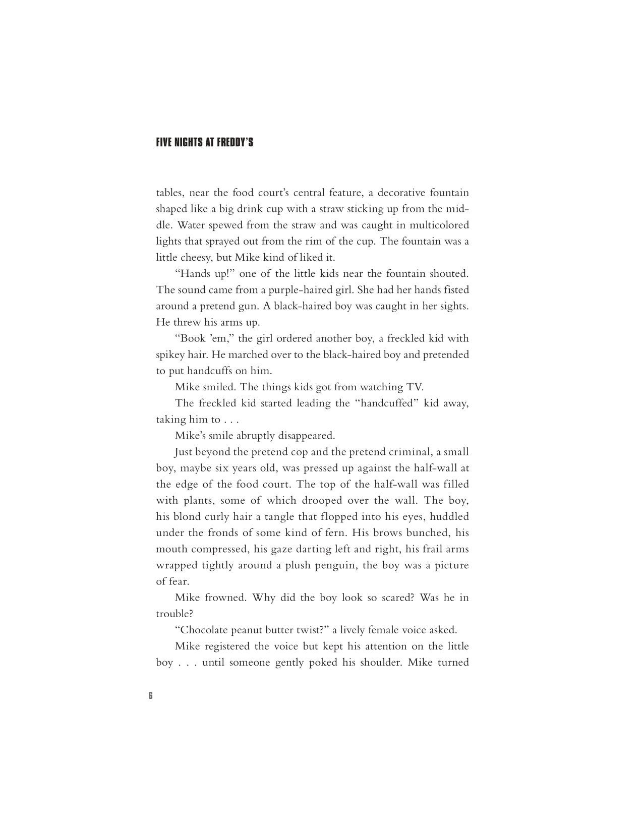 Interior novel page from Five Nights at Freddy's movie novelization