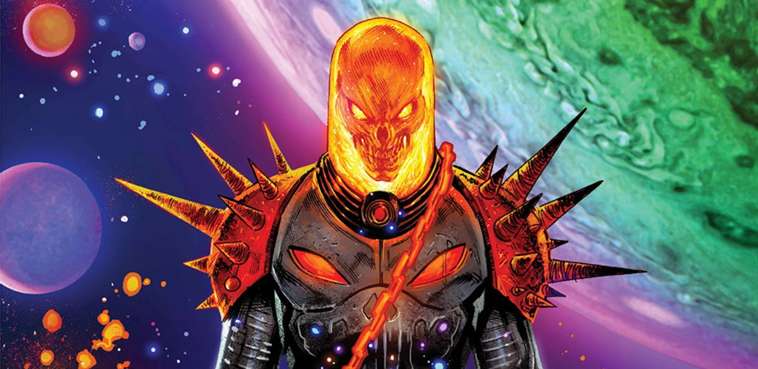 Cropped illustration featuring the cosmic ghost rider