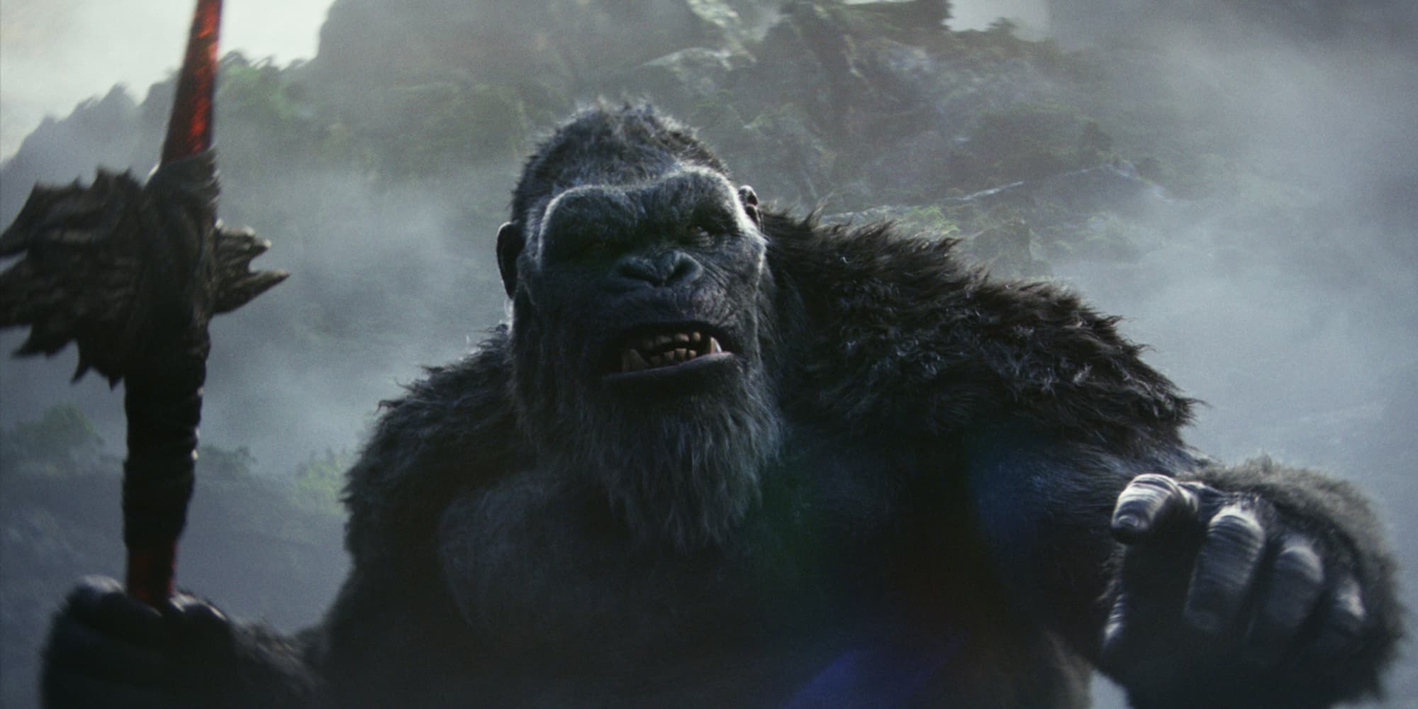 Kong with an axe in Godzilla x Kong: The New Empire