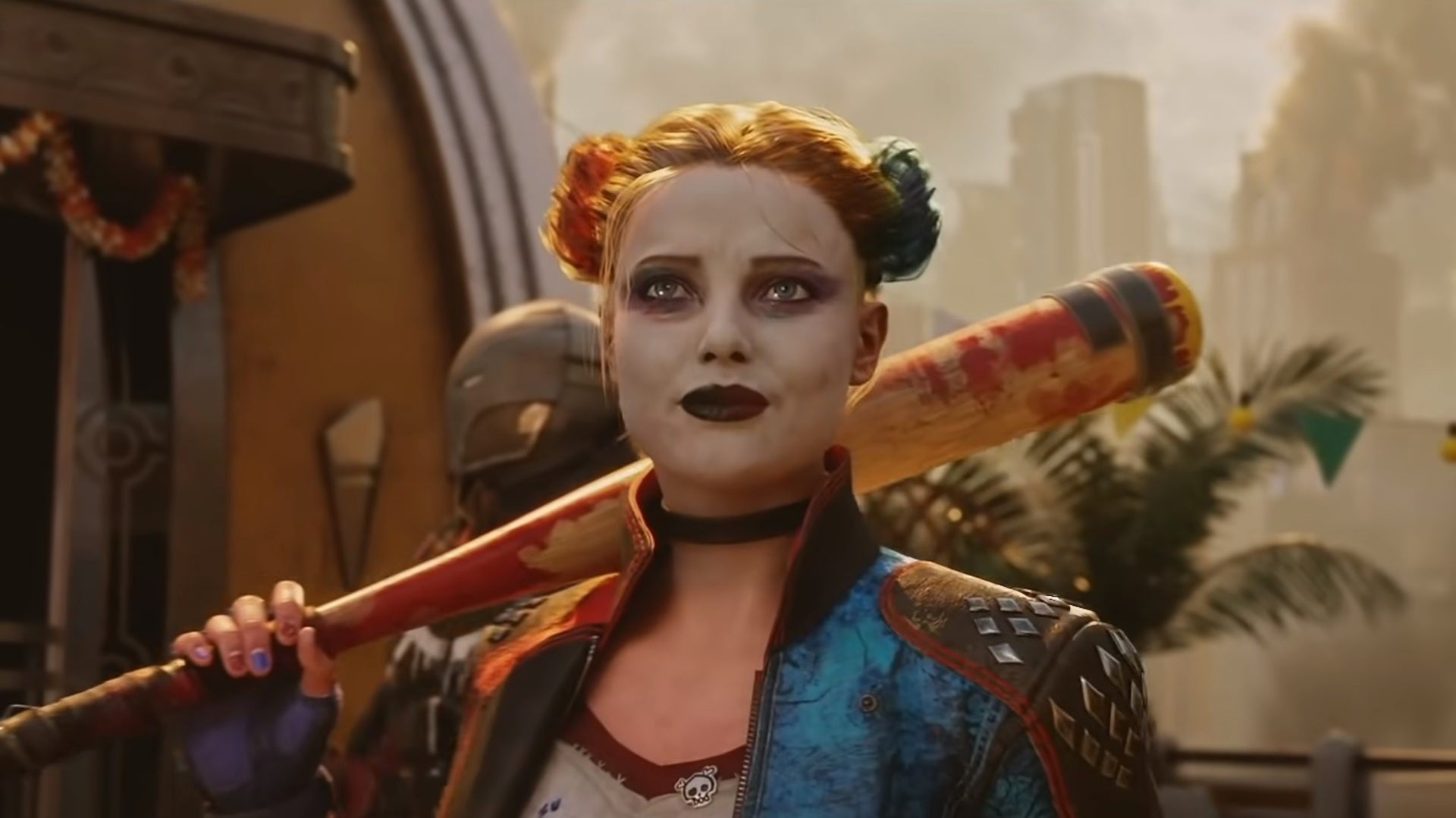 Harley Quinn wields a baseball bat