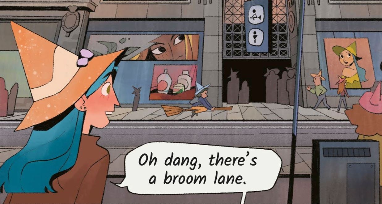 Cropped panel featuring young witch