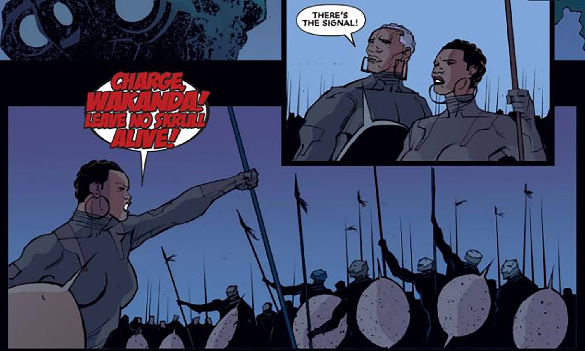 Princess Shuri leads the Wakandan army in an all-out charge.