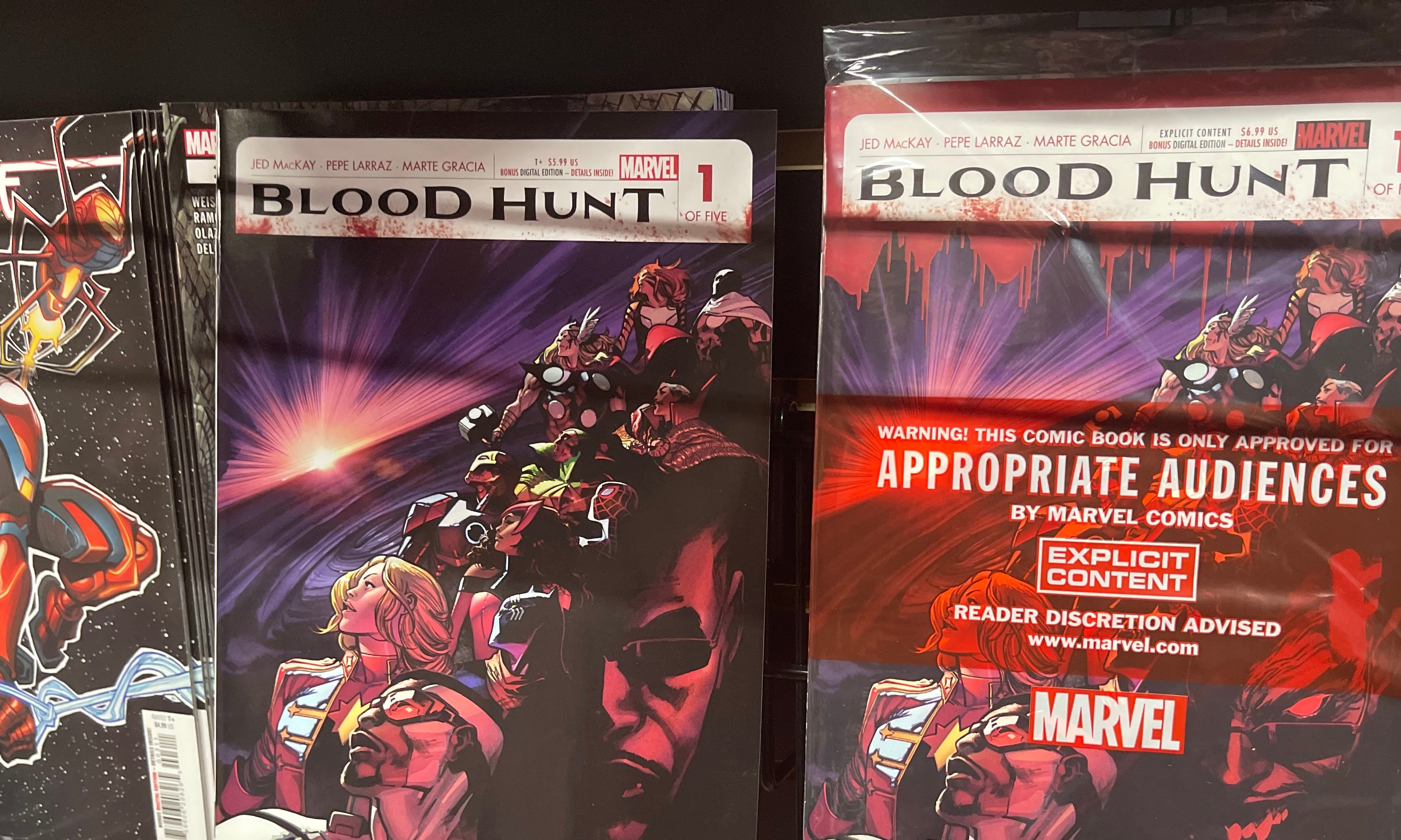 Blood Hunt: Red Band #1 and Blood Hunt #1 at an LCS