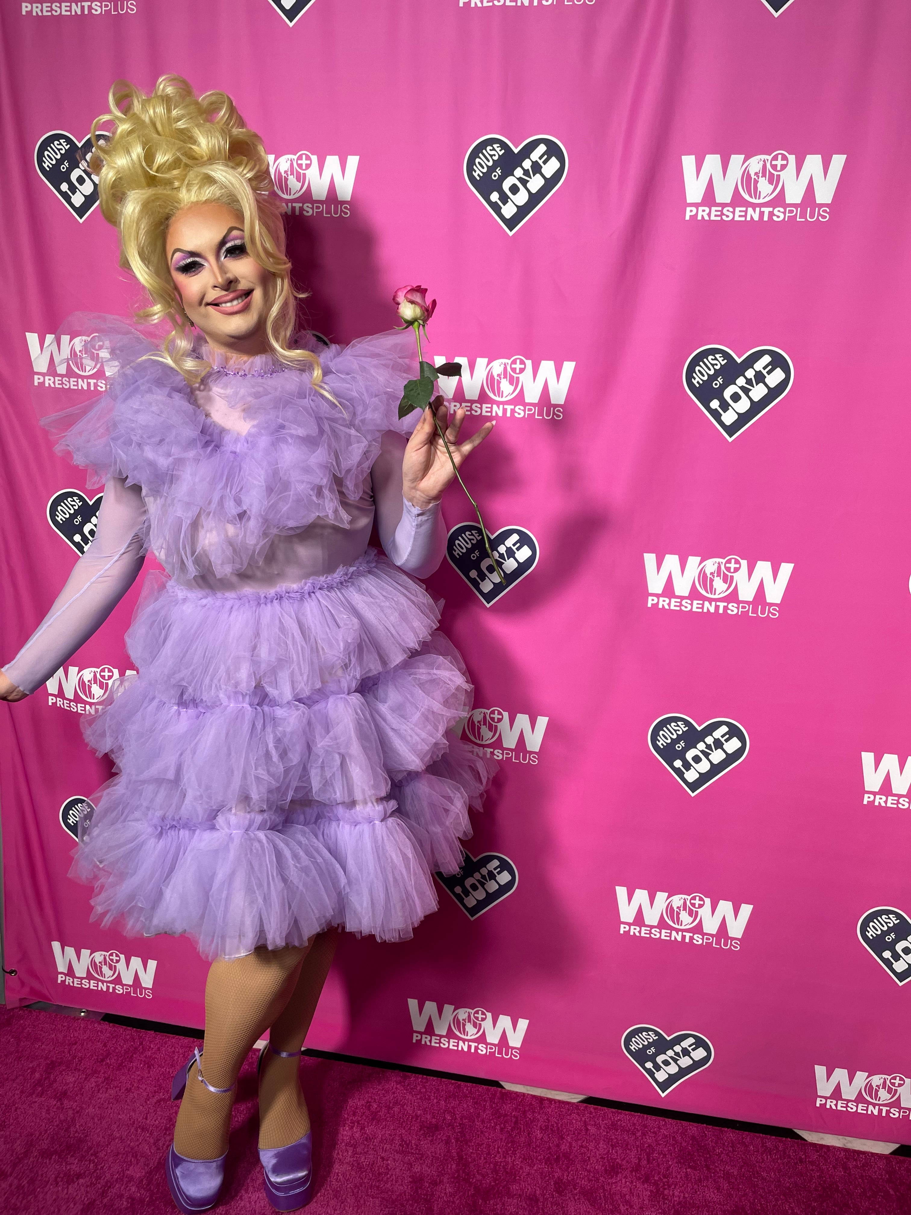 Cheryl Hole on the pink carpet of RuPaul's Drag Race UK season 5