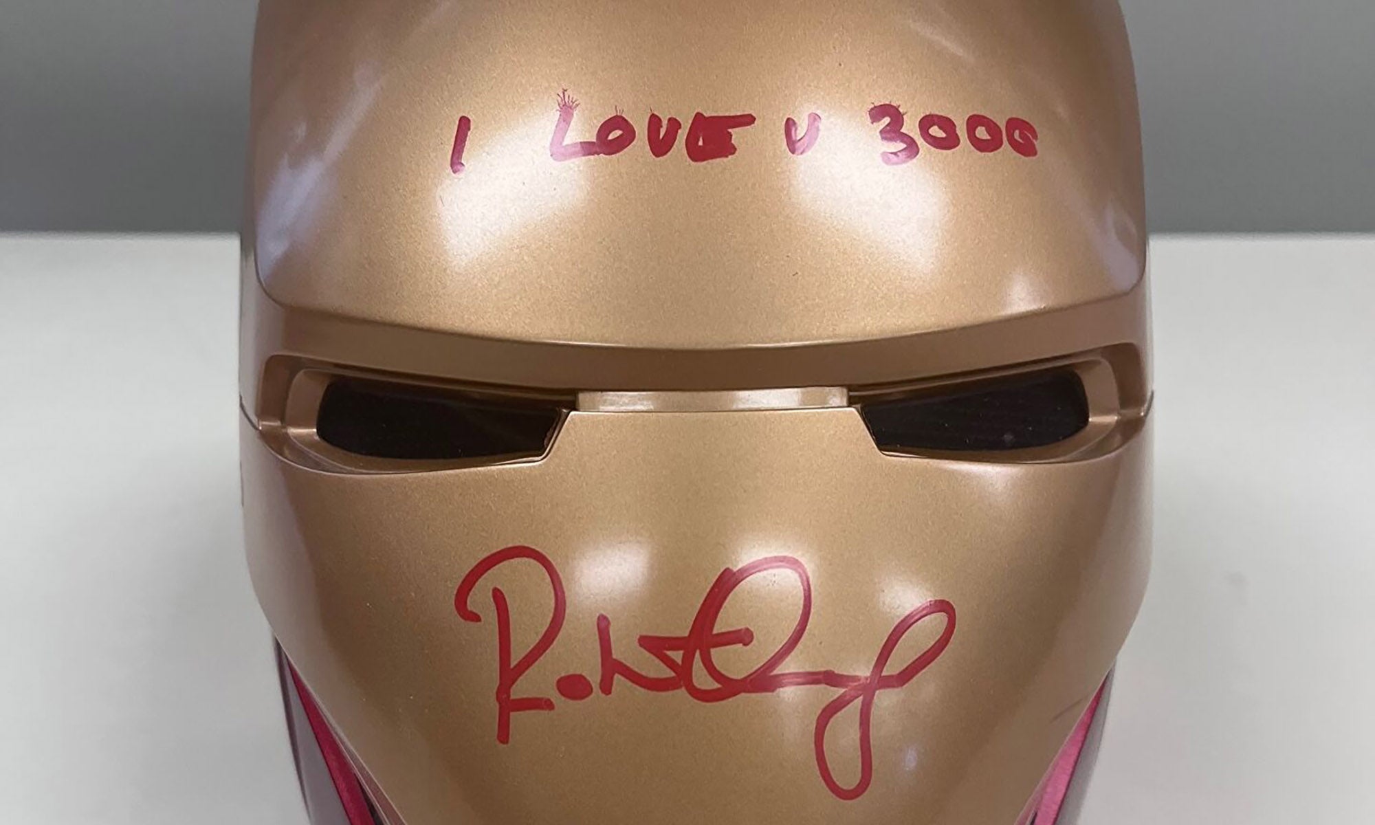 Iron Man helmet signed by Robert Downey Jr.