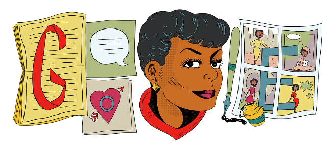 Jackie Ormes Google doodle illustrated by Liz Montague