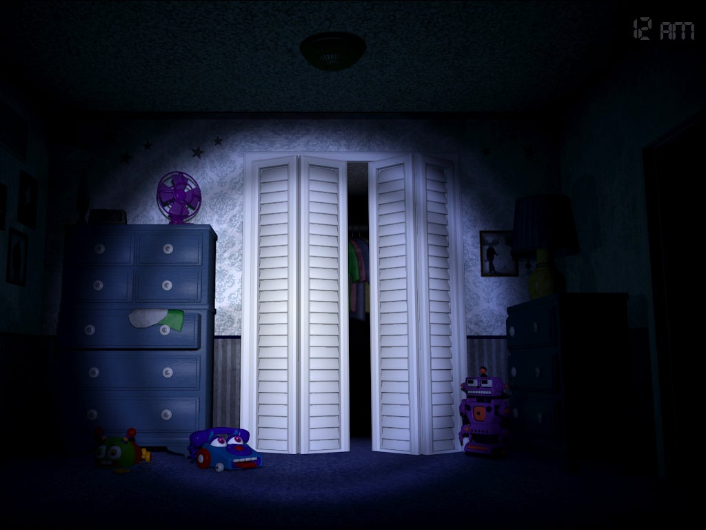 A light shines on a closet