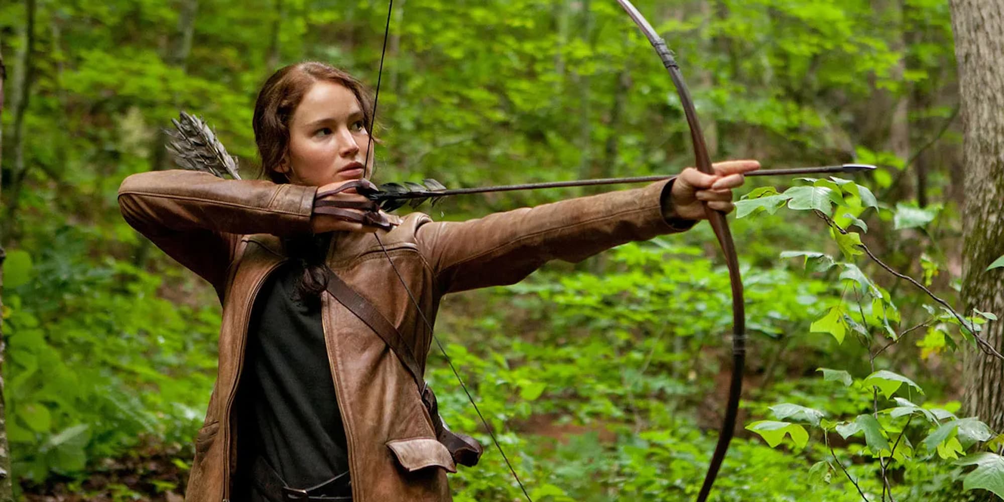 Jennifer Lawrence as Katniss in The Hunger Games