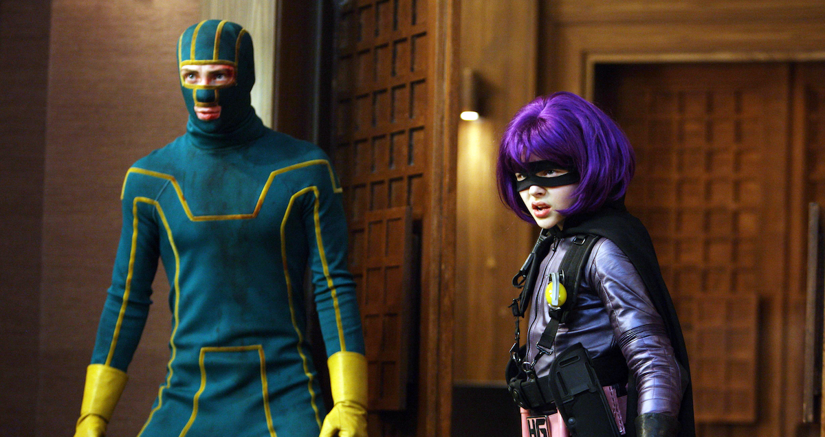 Aaron Taylor-Johnson as Kick-Ass and Chloë Grace Moretz as Hit Girl.