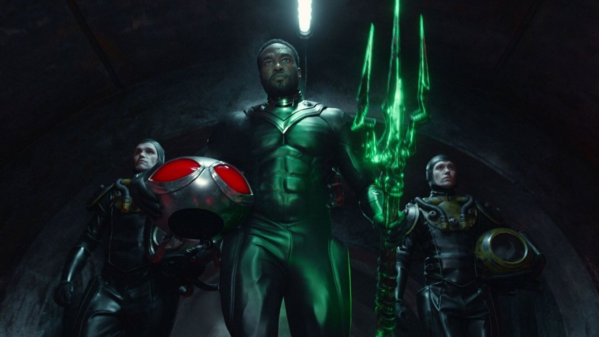 Black Manta walks with his henchmen