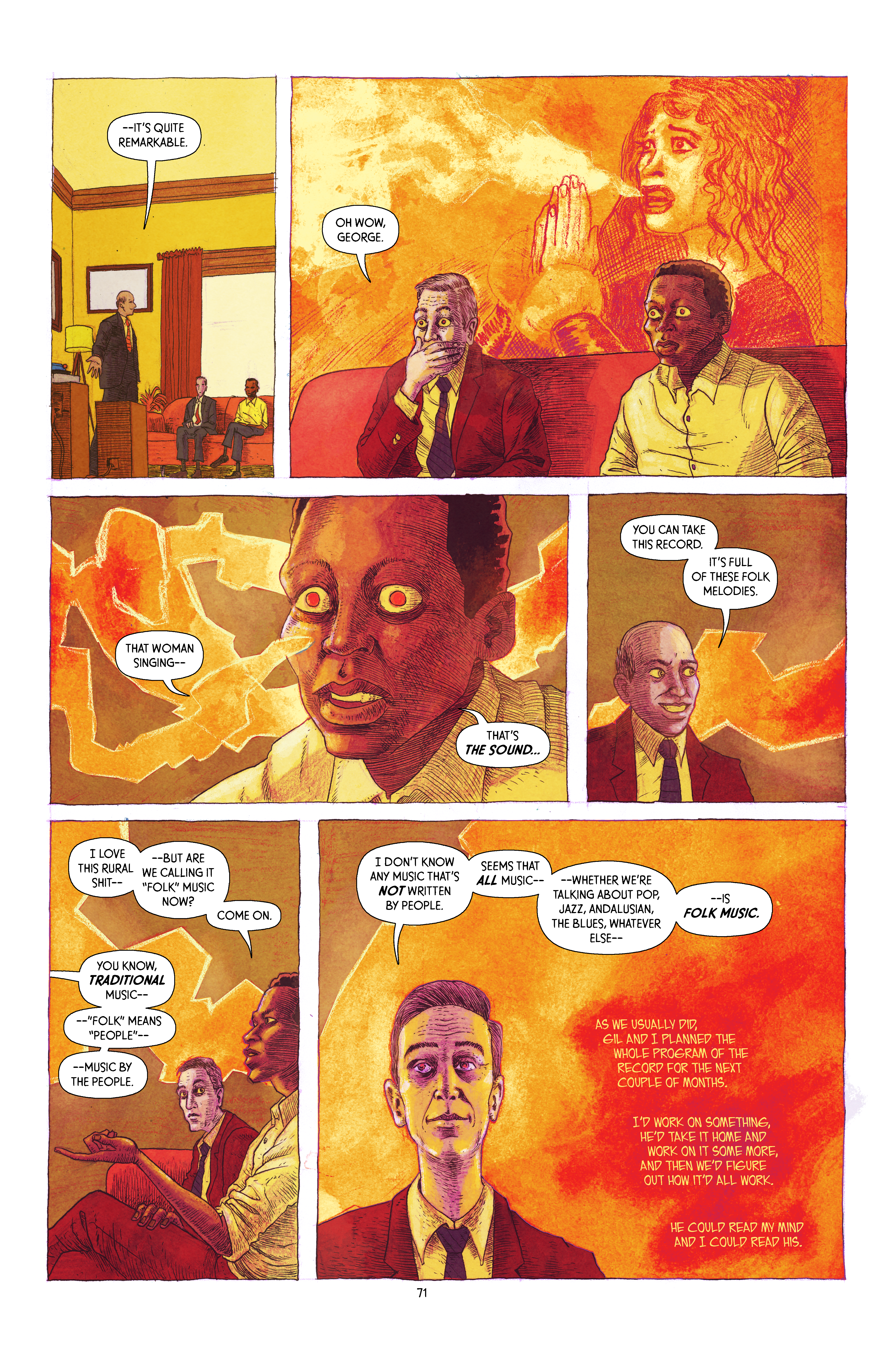 Comics interior page from Miles Davis and the Search for the Sound