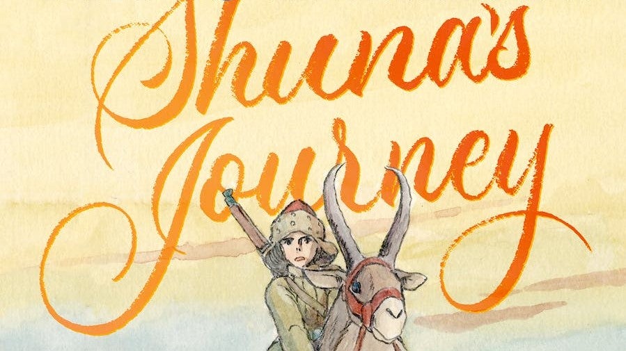 Illustrated cover of Shuna's Journey featuring a girl on a donkeylike creature