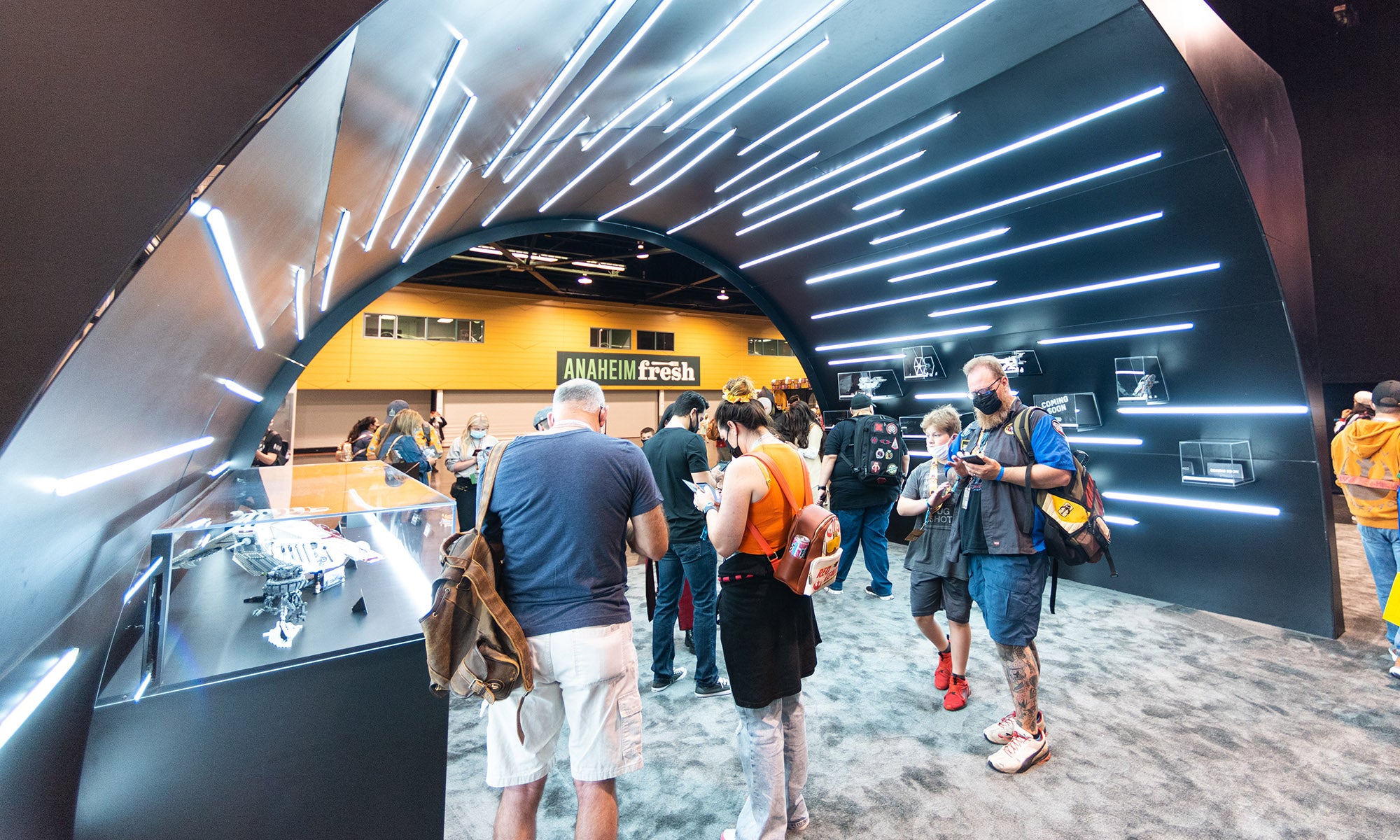 A tunnel with merchandise on display at Star Wars Celebration 2022