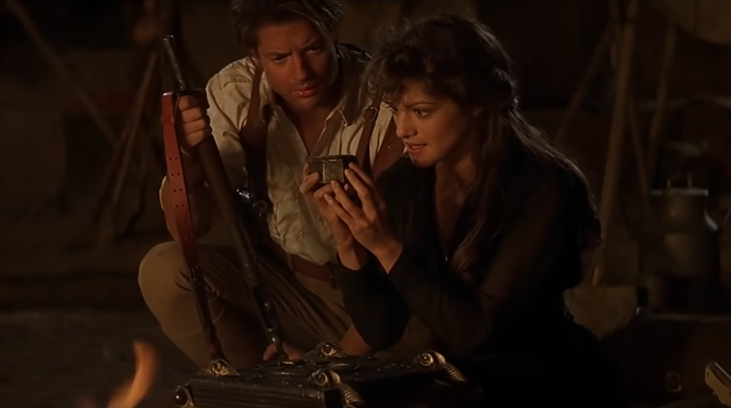 Rachel Weisz and Brendan Fraser in still of The Mummy