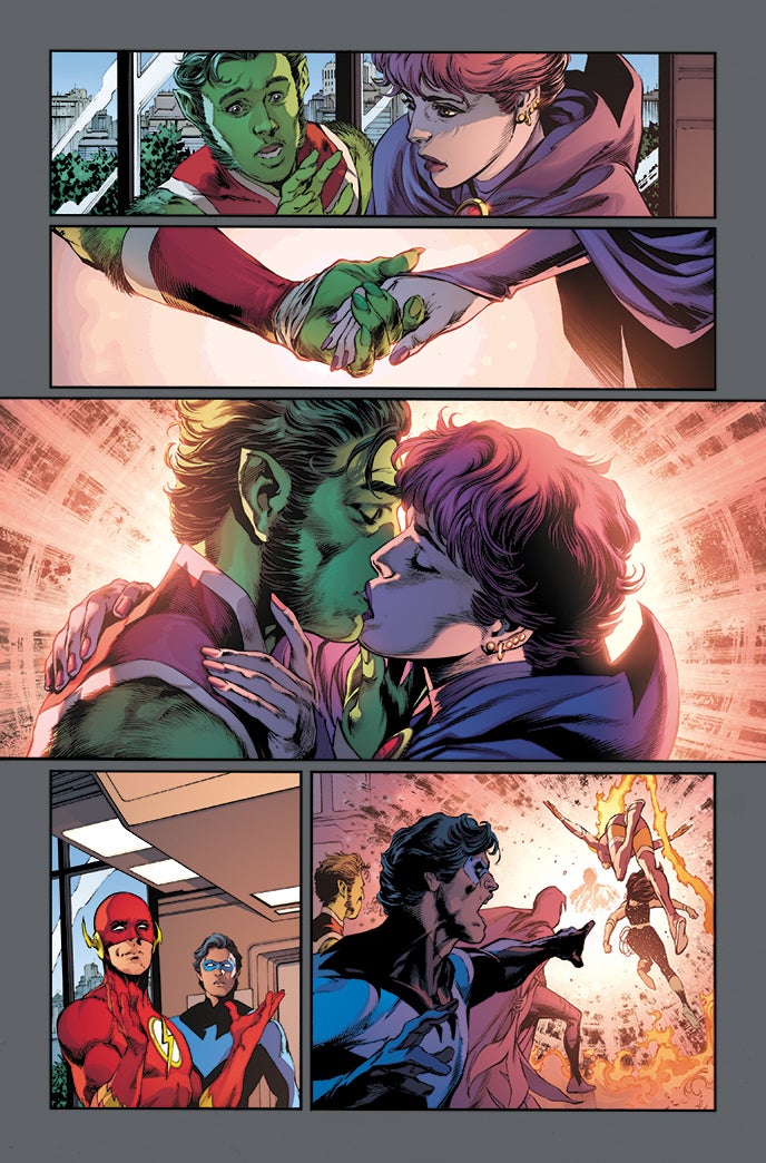 Beast Boy kisses Raven