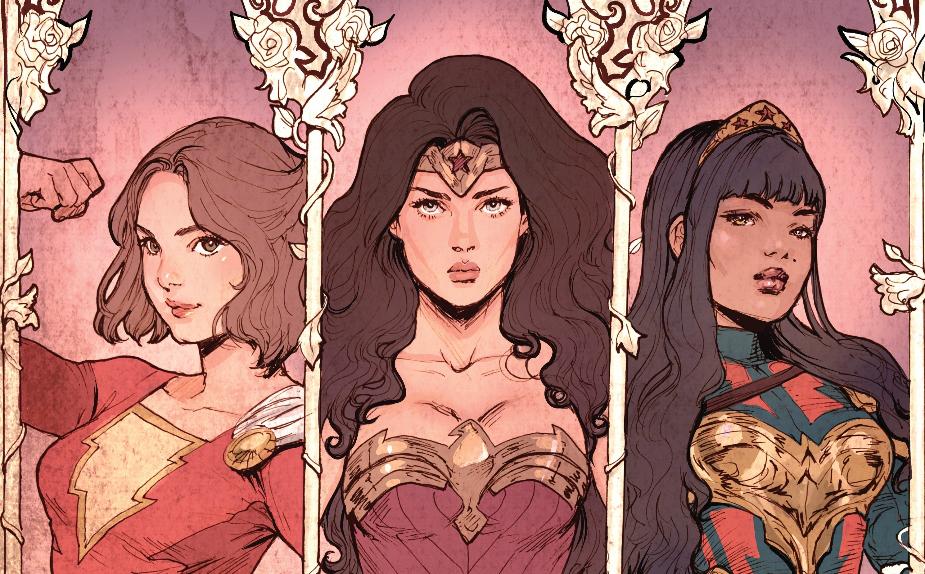 Illustration of Mary Marvel, Wonder Woman, Nubia