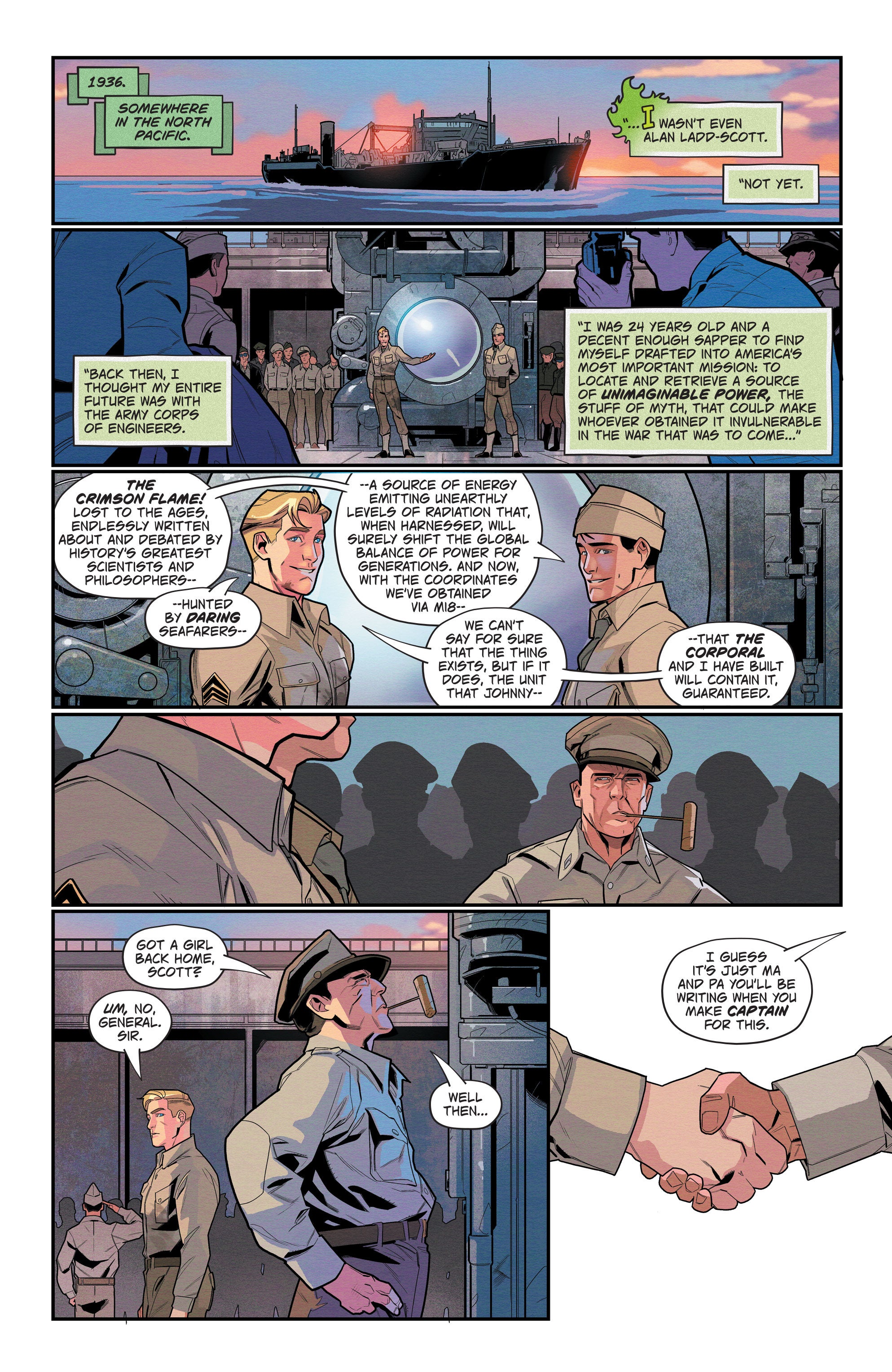Interior comics page from Past Prologue featuring Alan Scott
